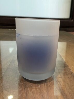 Blue Candle in Frosted White Glass